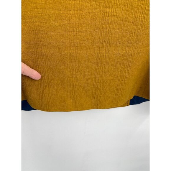 Loft Womens Open Front Blazer Size Large Bell Sleeves Mustard Yellow Stretch - Picture 4 of 11